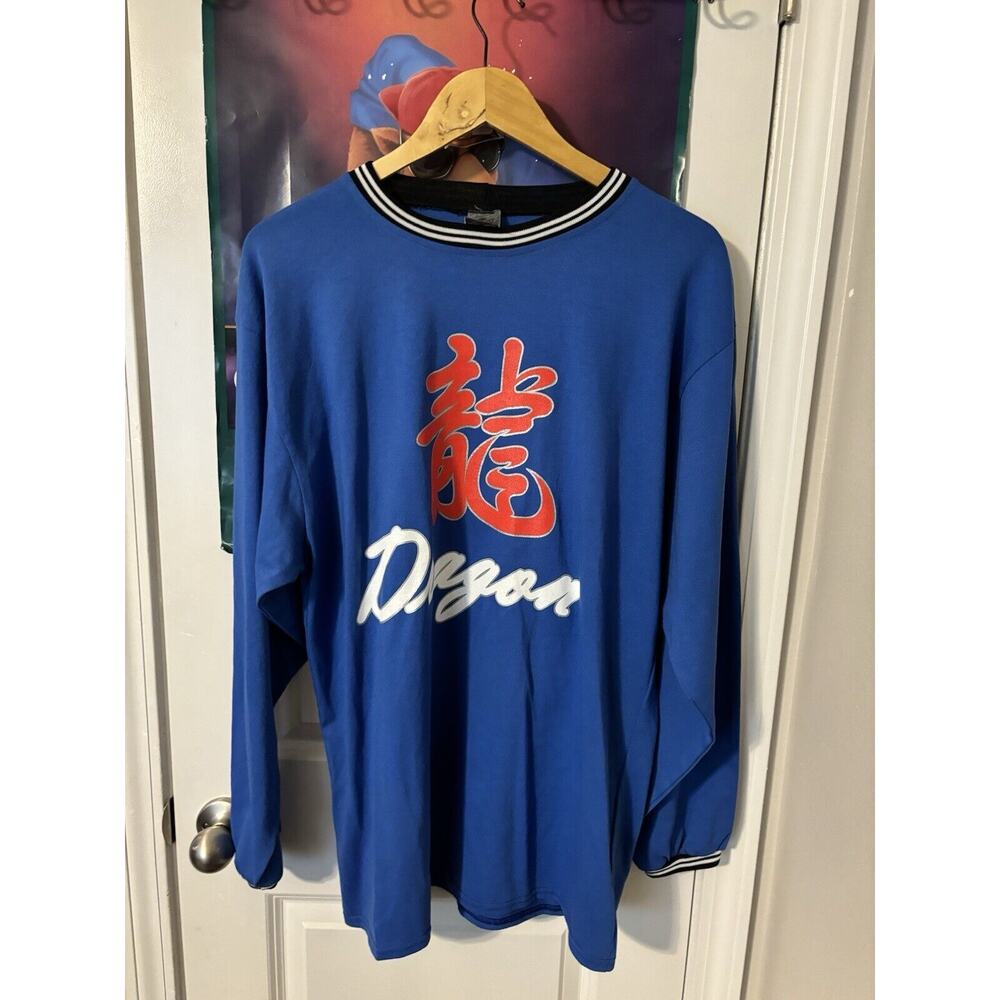 vintage y2k skateboard dragon blue T-shirt size Large